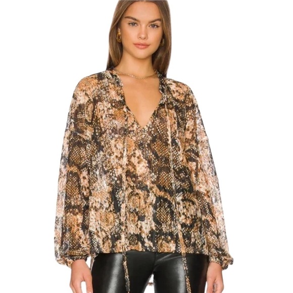 Free People | Out For The Night Snake Print Top Size Medium NWT - Picture 1 of 8